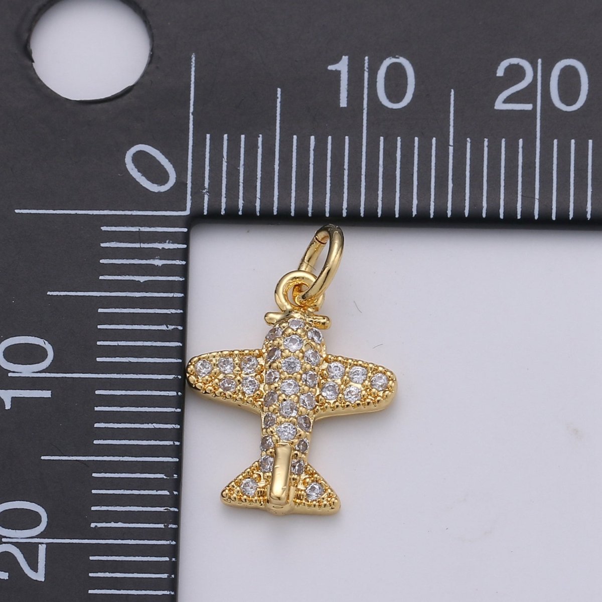 Airplane Gold Filled Charm with Crystal - D-201-D-202