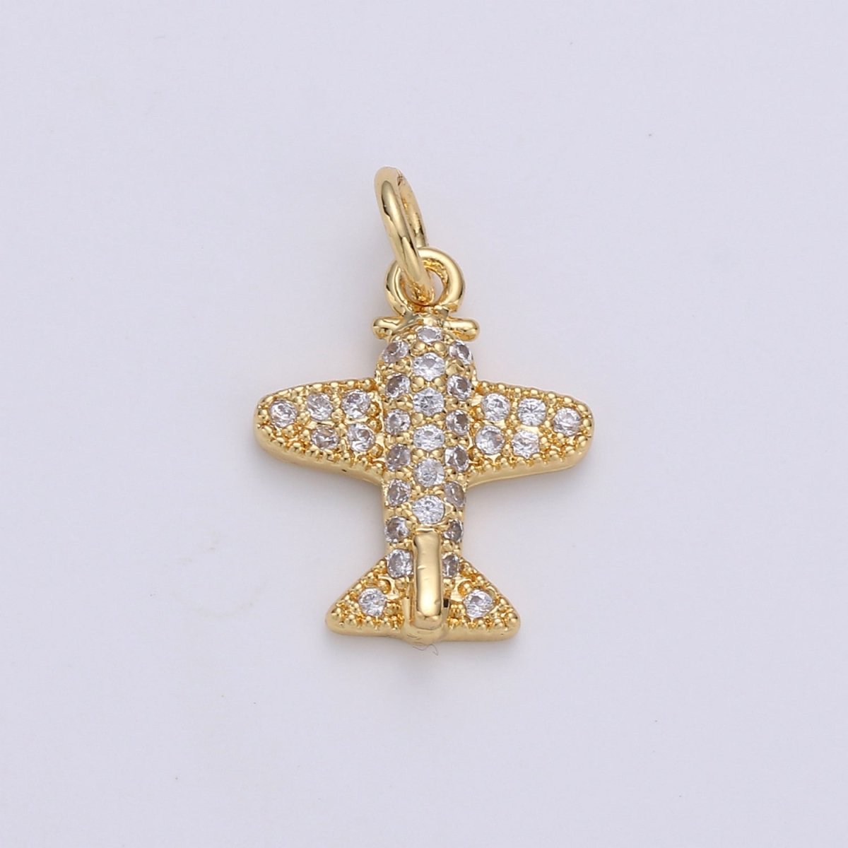 Airplane Gold Filled Charm with Crystal - D-201-D-202