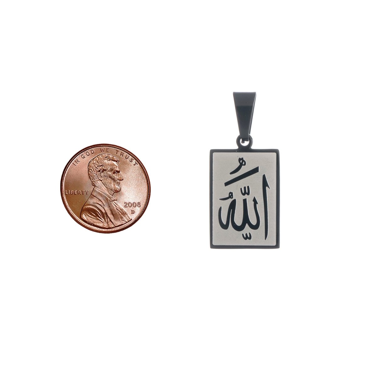 Allah Pendant Bar Frame Arabic Word Charm carved Square Charm for Men Necklace Jewelry Making Religious Necklace Supply Silver Charm J-476