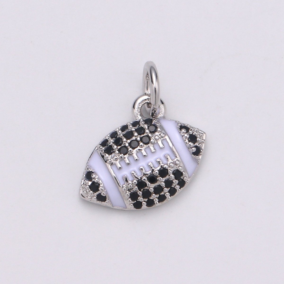 24K Gold Filled Micro Paved CZ American Football Sports Charm in Gold & Silver | D731