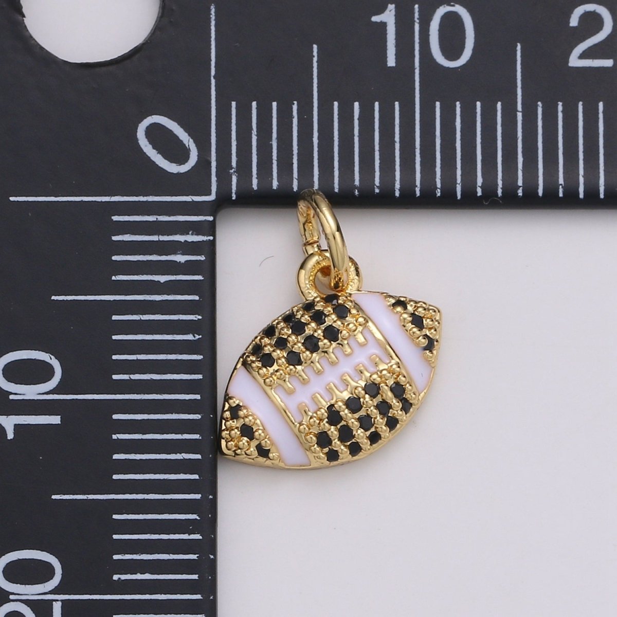24K Gold Filled Micro Paved CZ American Football Sports Charm in Gold & Silver | D731