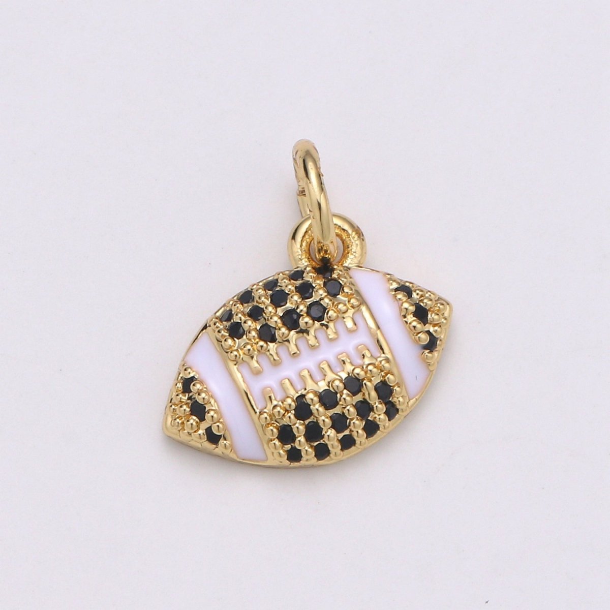 24K Gold Filled Micro Paved CZ American Football Sports Charm in Gold & Silver | D731