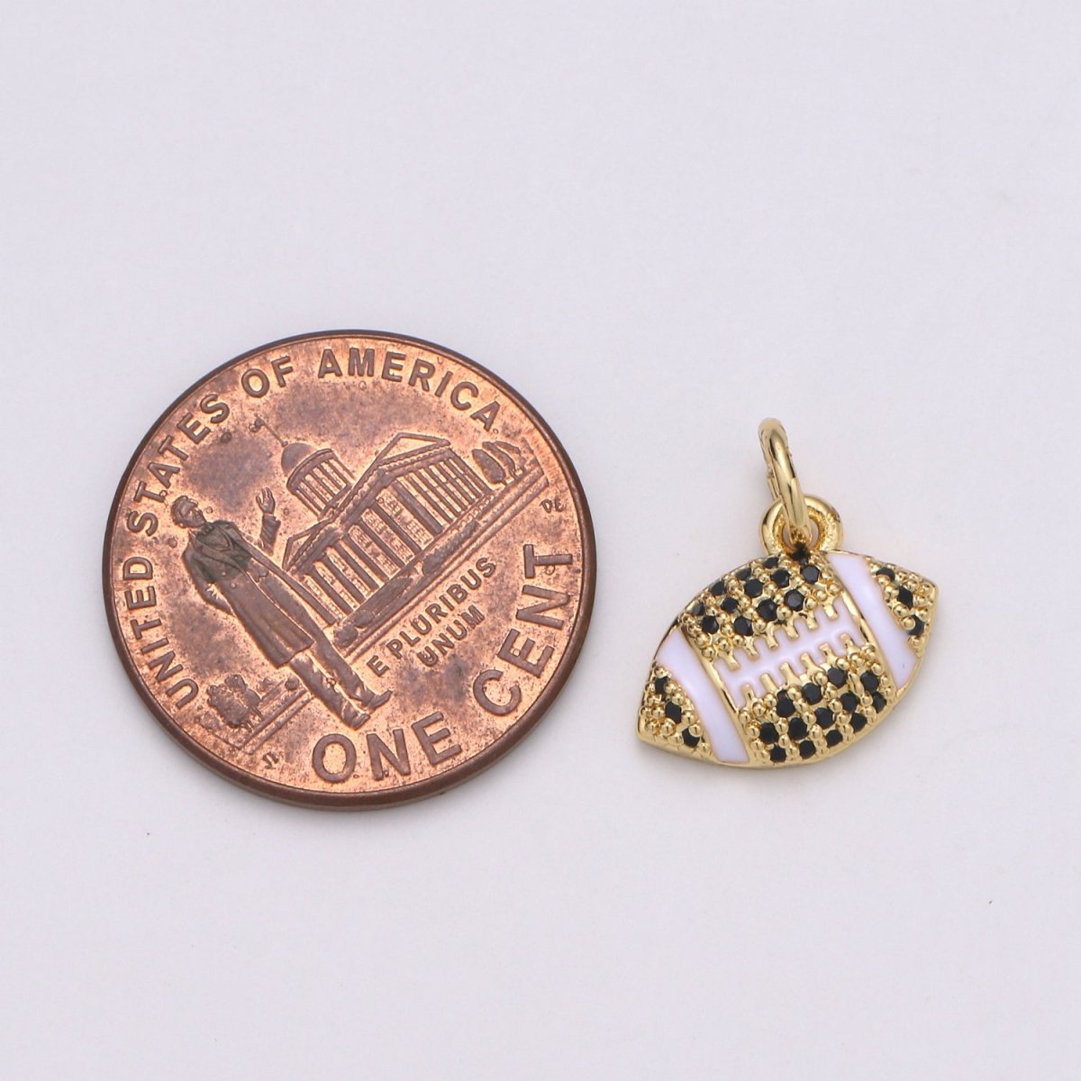 24K Gold Filled Micro Paved CZ American Football Sports Charm in Gold & Silver | D731