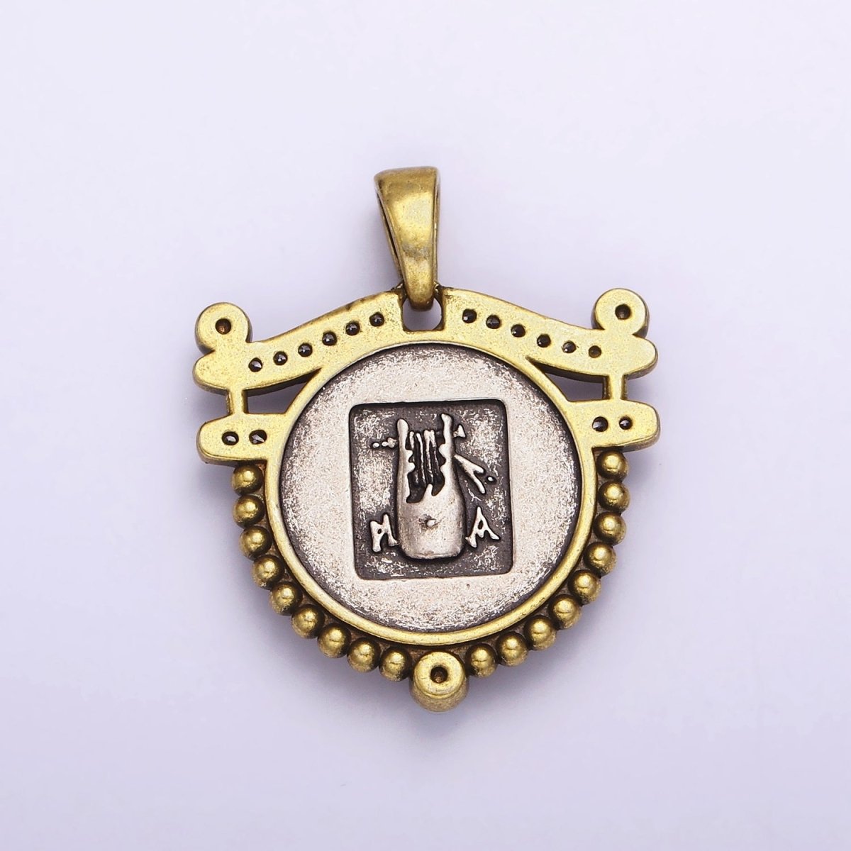 Ancient Coin Findings Pendant , Roman Coin Charm Ancient Greek Medallion Charm AA-761 - DLUXCA