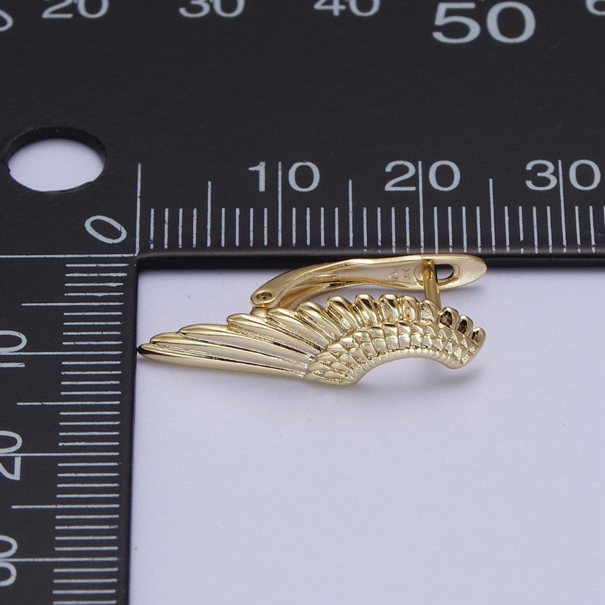 Angel Wing Earrings, Gold Hoop Earrings With Wing, Tiny Hoop Earrings, Huggie Hoop Earrings, Minimalist Jewelry AE-1012 - DLUXCA