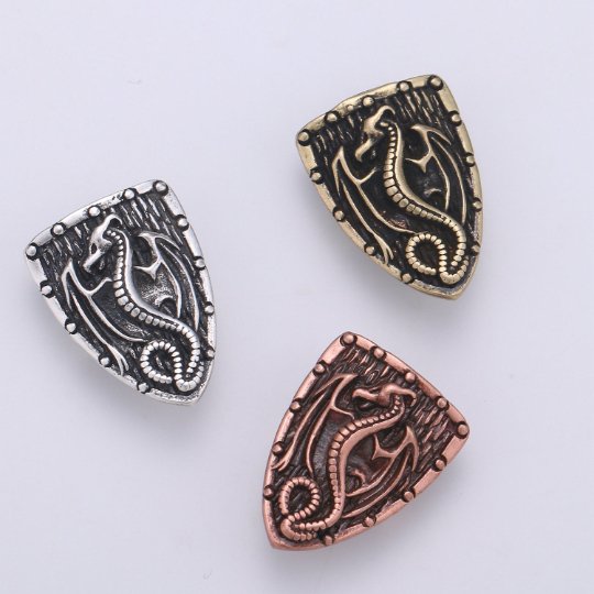 Antique Gold Dragon Beads,2 Hole Antique Silver Shield Spacer Beads for Bracelet Component Men Jewelry Making Supply, D-810-D-812