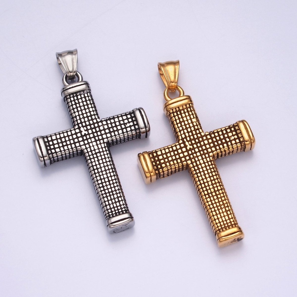 Antique Gold Men Cross Necklace Pendant Christian Jewelry - Rustic Silver Cross Pendant Stainless Steel X-632