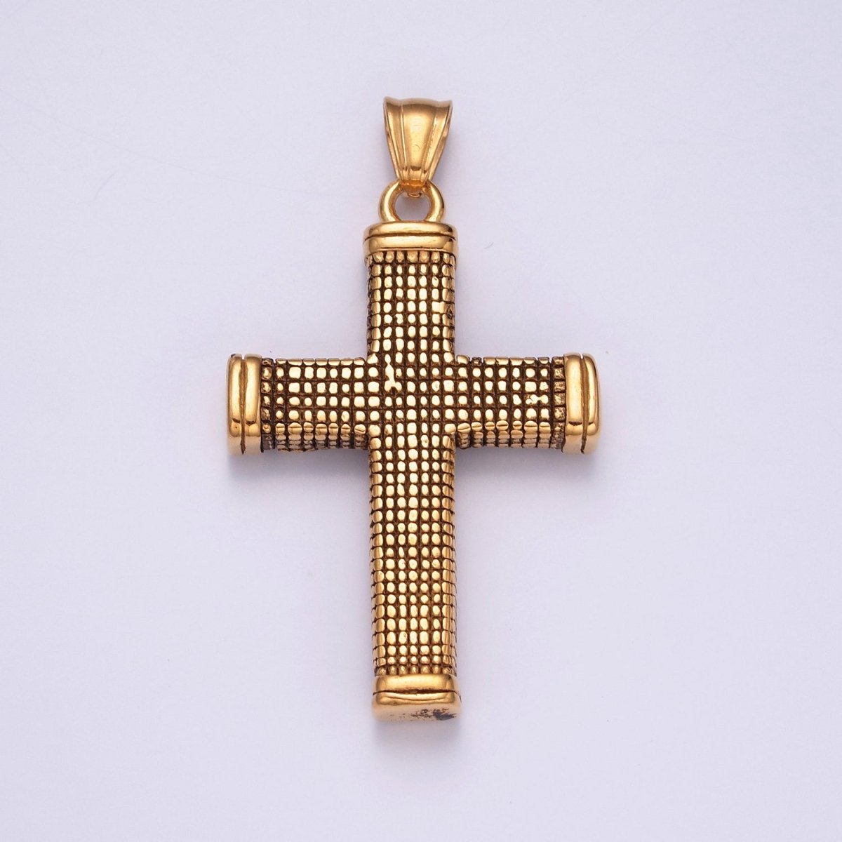 Antique Gold Men Cross Necklace Pendant Christian Jewelry - Rustic Silver Cross Pendant Stainless Steel X-632