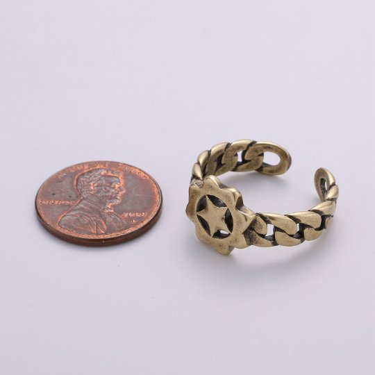 Antique Gold Ring Band, Star Ring, Unique Adjustable Band Ring Man Open ring for Men Women unisex ring Bold Ring R-025 R-026