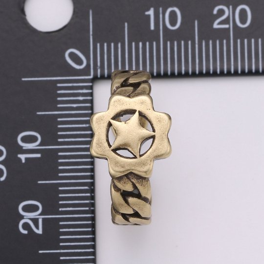 Antique Gold Ring Band, Star Ring, Unique Adjustable Band Ring Man Open ring for Men Women unisex ring Bold Ring R-025 R-026
