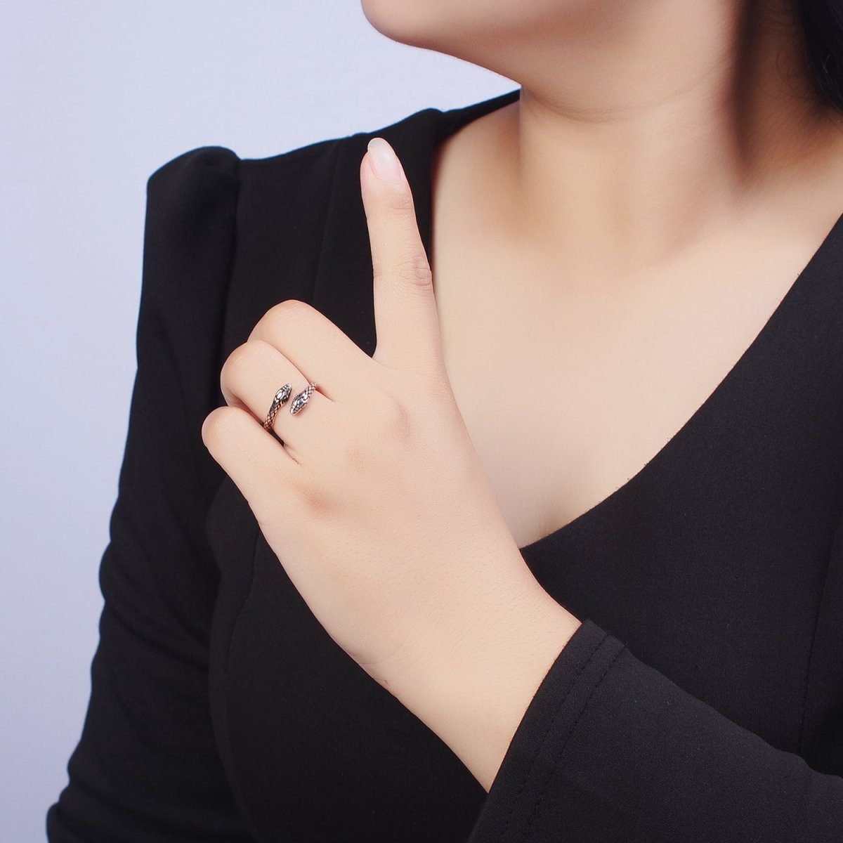 Antique Silver Serpent Snake Silver Adjustable Ring | X-576 - DLUXCA