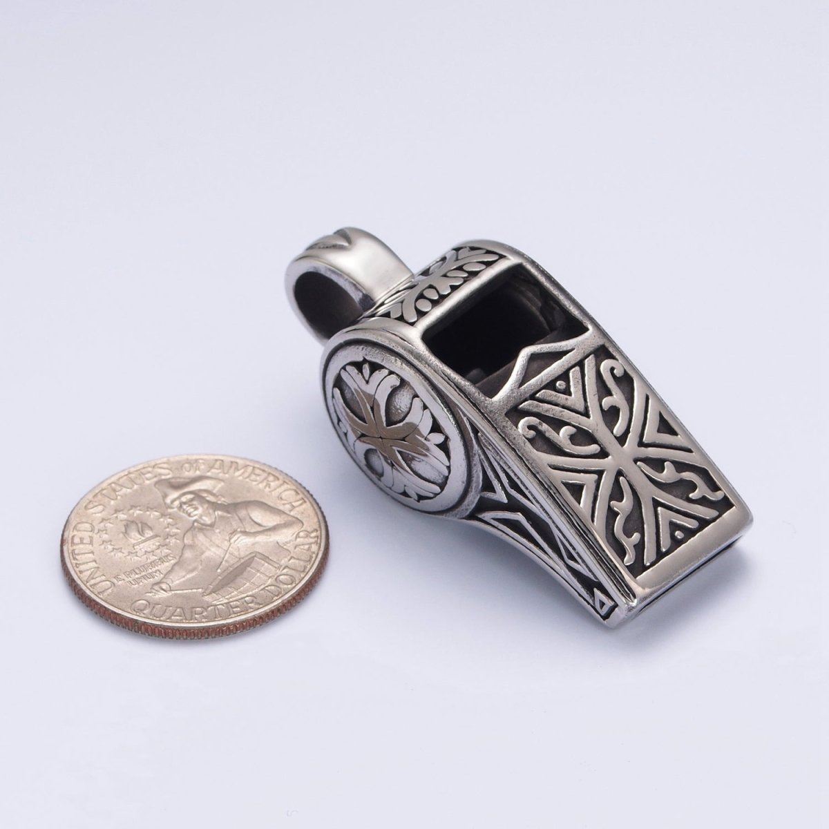 Antique Silver Whistle Necklace Pendant for Men Jewelry X-644