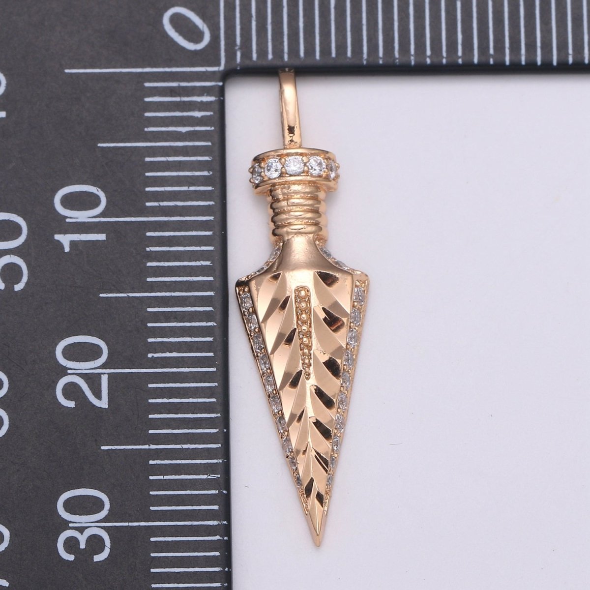 Arrowhead Charm Pendant, Rose Gold Filled Micro Pave CZ Spike Charm, Dainty Pendulum Charm, Arrow head Pendant for Necklace Bracelet J-270