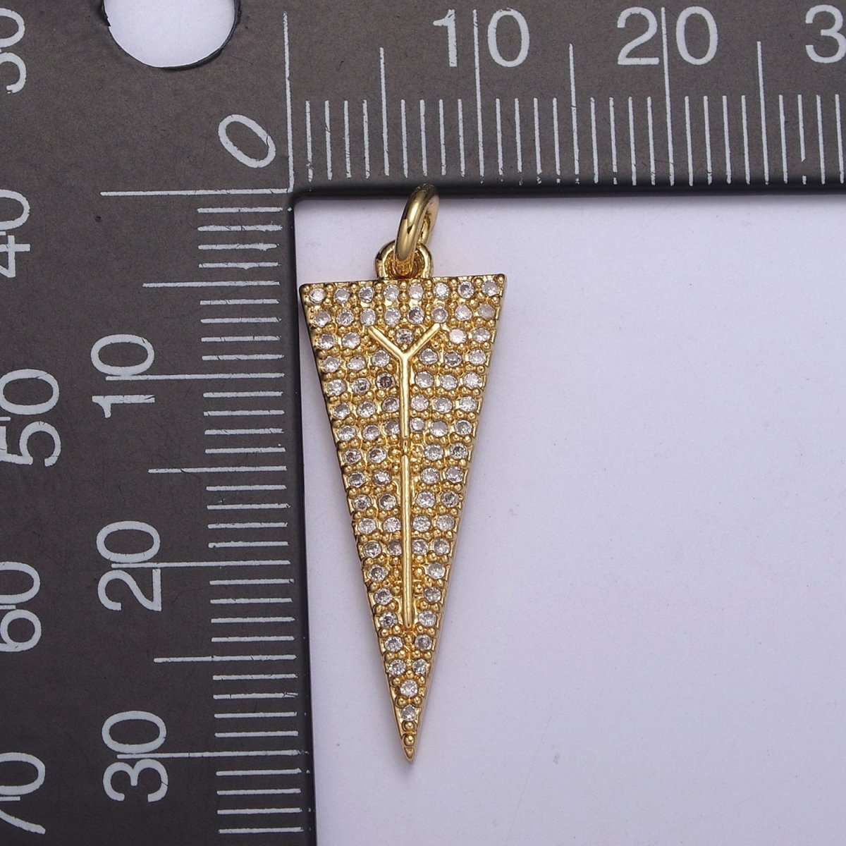Arrowheads Charm Gold Cubic Arrow Pendant Black Triangle Men Pendant, Geometric N-322 N-323