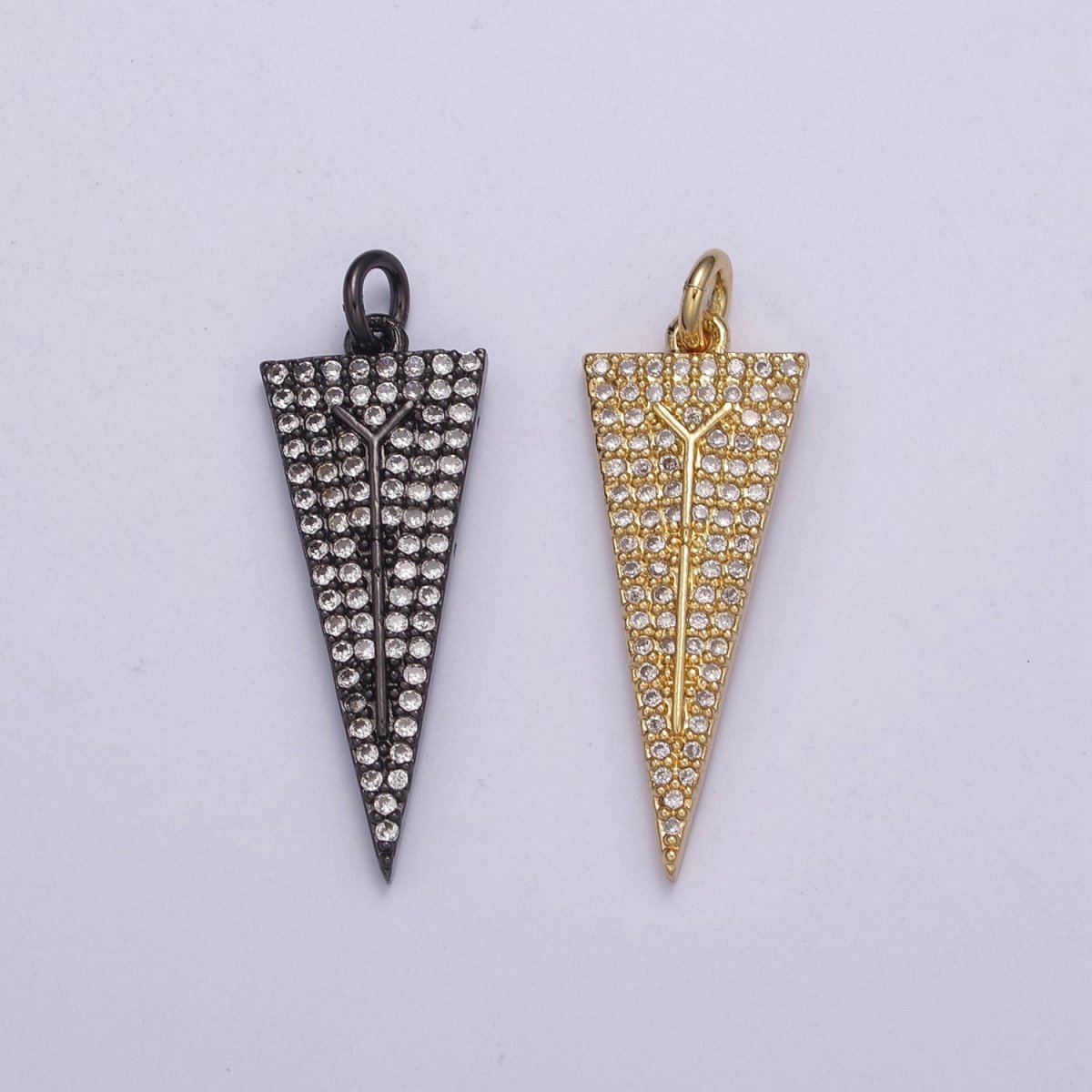 Arrowheads Charm Gold Cubic Arrow Pendant Black Triangle Men Pendant, Geometric N-322 N-323