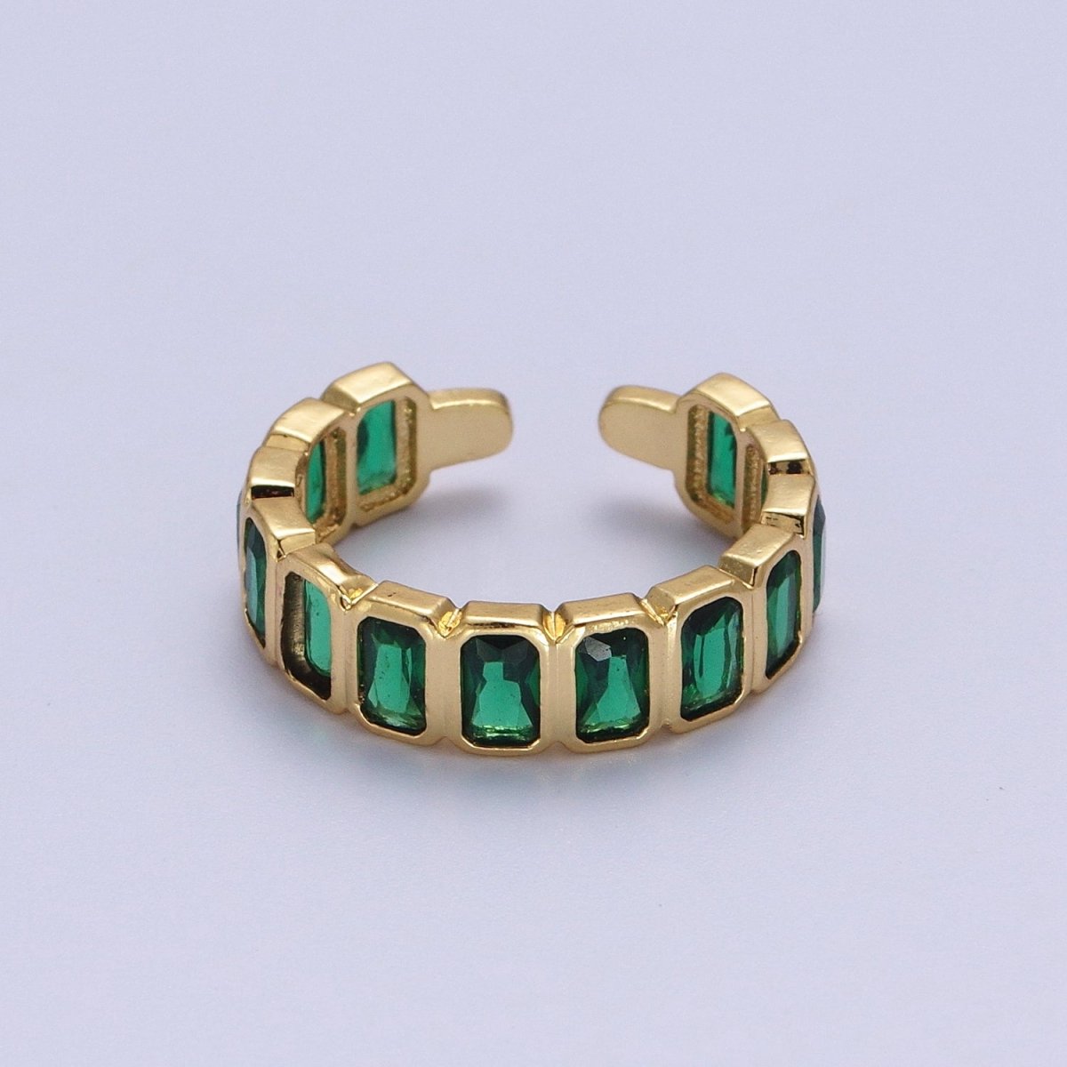 Baguette Cubic Zirconia CZ Lined Adjustable Gold Ring | O-169~O-173