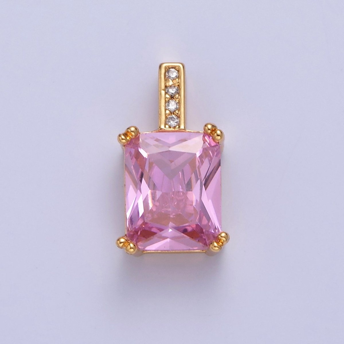 Baguette Cubic Zirconia Pendant, Solitaire 24K Gold Filled Charm For Jewelry Necklace Bracelet Making I-261 I-265 I-266 I-268 I-269 I-271 I-282 I-289