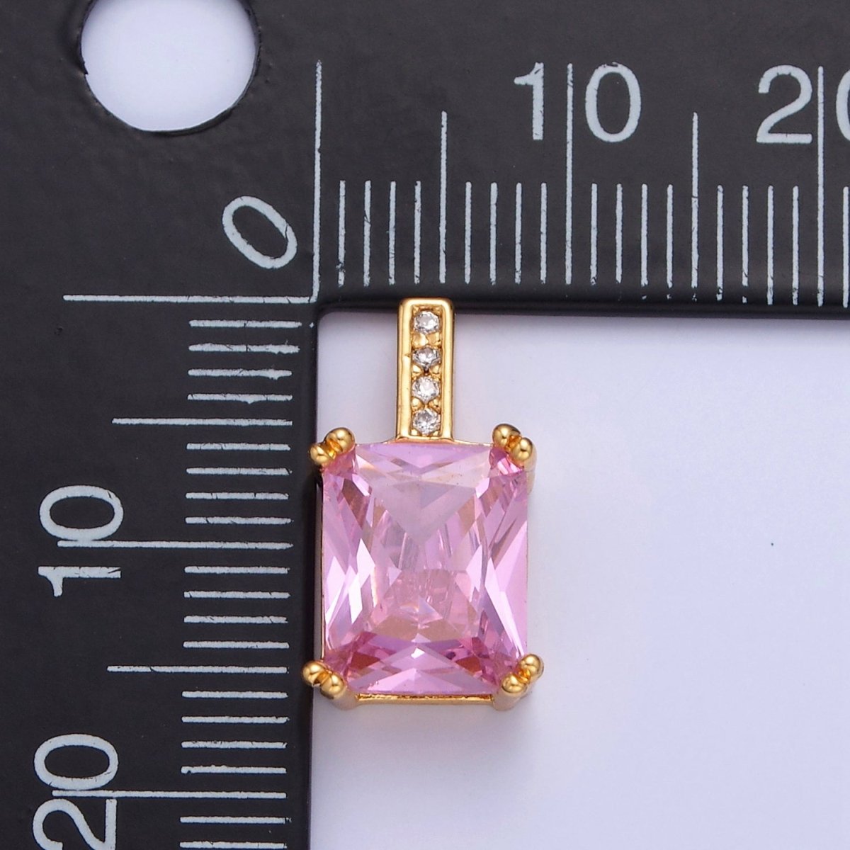 Baguette Cubic Zirconia Pendant, Solitaire 24K Gold Filled Charm For Jewelry Necklace Bracelet Making I-261 I-265 I-266 I-268 I-269 I-271 I-282 I-289
