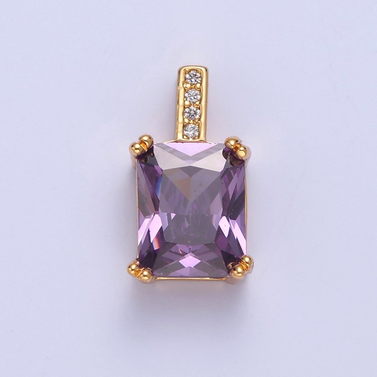 Baguette Cubic Zirconia Pendant, Solitaire 24K Gold Filled Charm For Jewelry Necklace Bracelet Making I-261 I-265 I-266 I-268 I-269 I-271 I-282 I-289