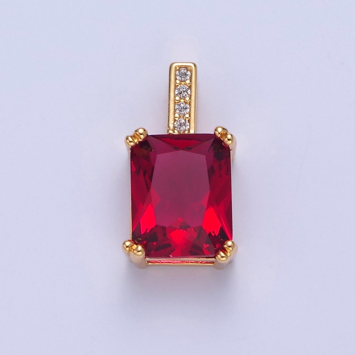 Baguette Cubic Zirconia Pendant, Solitaire 24K Gold Filled Charm For Jewelry Necklace Bracelet Making I-261 I-265 I-266 I-268 I-269 I-271 I-282 I-289