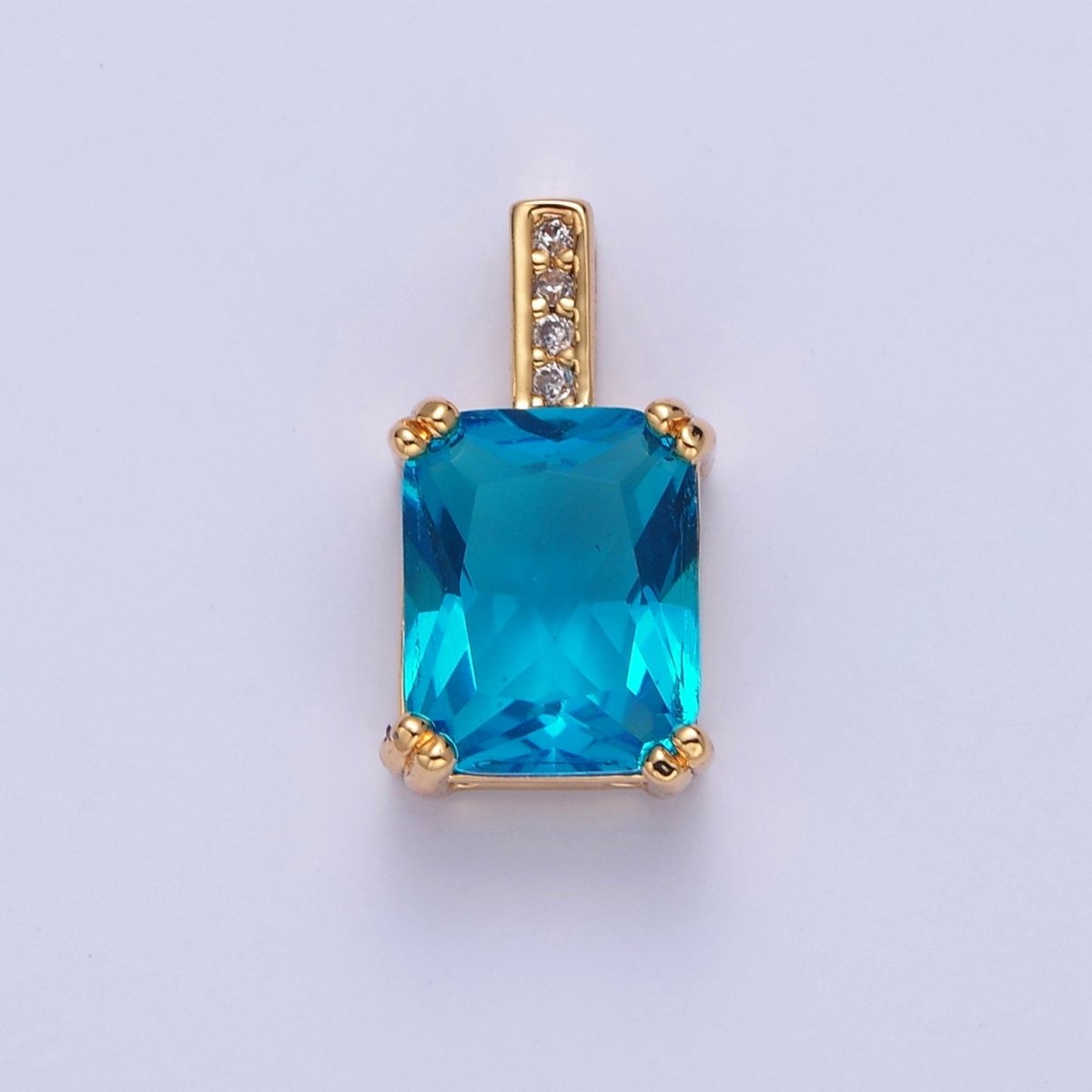 Baguette Cubic Zirconia Pendant, Solitaire 24K Gold Filled Charm For Jewelry Necklace Bracelet Making I-261 I-265 I-266 I-268 I-269 I-271 I-282 I-289