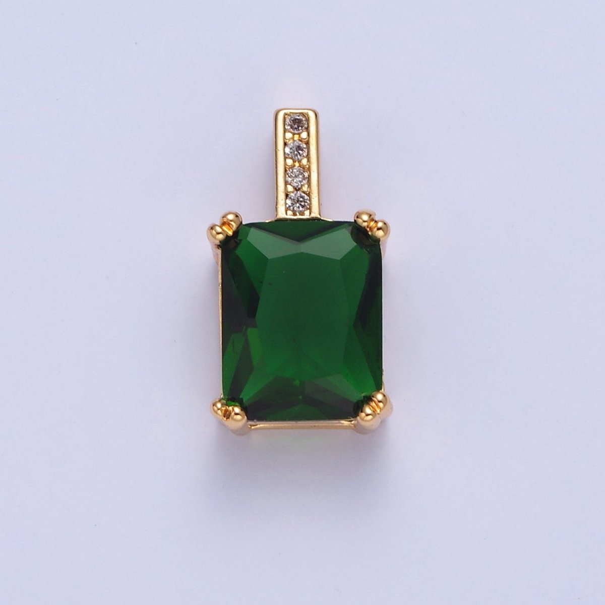 Baguette Cubic Zirconia Pendant, Solitaire 24K Gold Filled Charm For Jewelry Necklace Bracelet Making I-261 I-265 I-266 I-268 I-269 I-271 I-282 I-289