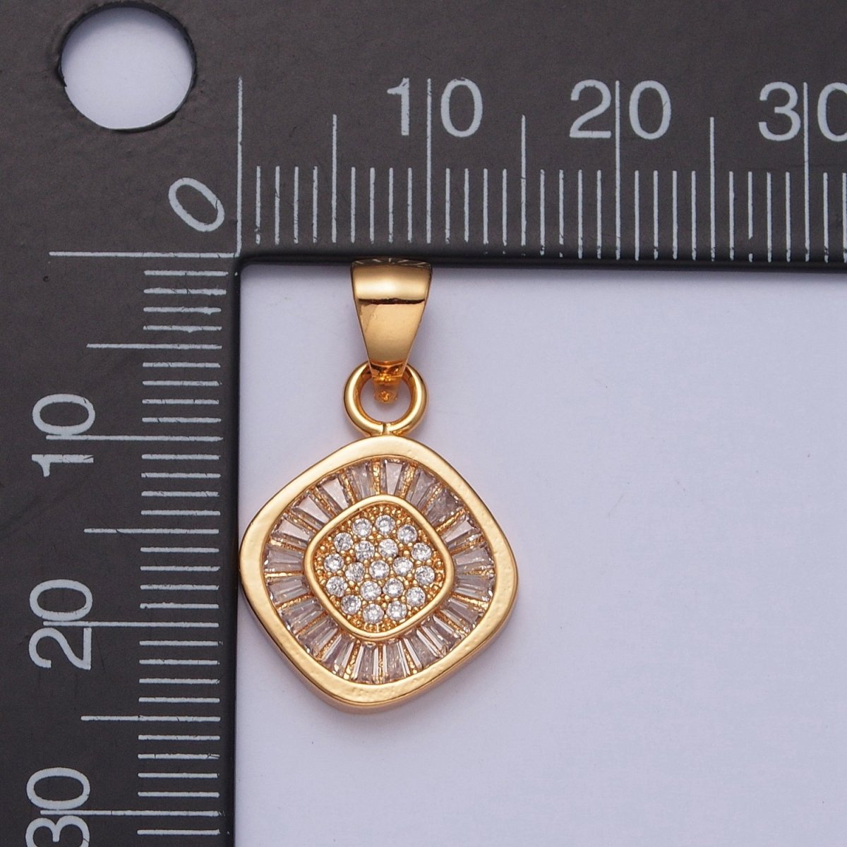 Baguette Cubic Zirconia Rhombus Pendant For Jewelry Making X-368 - DLUXCA