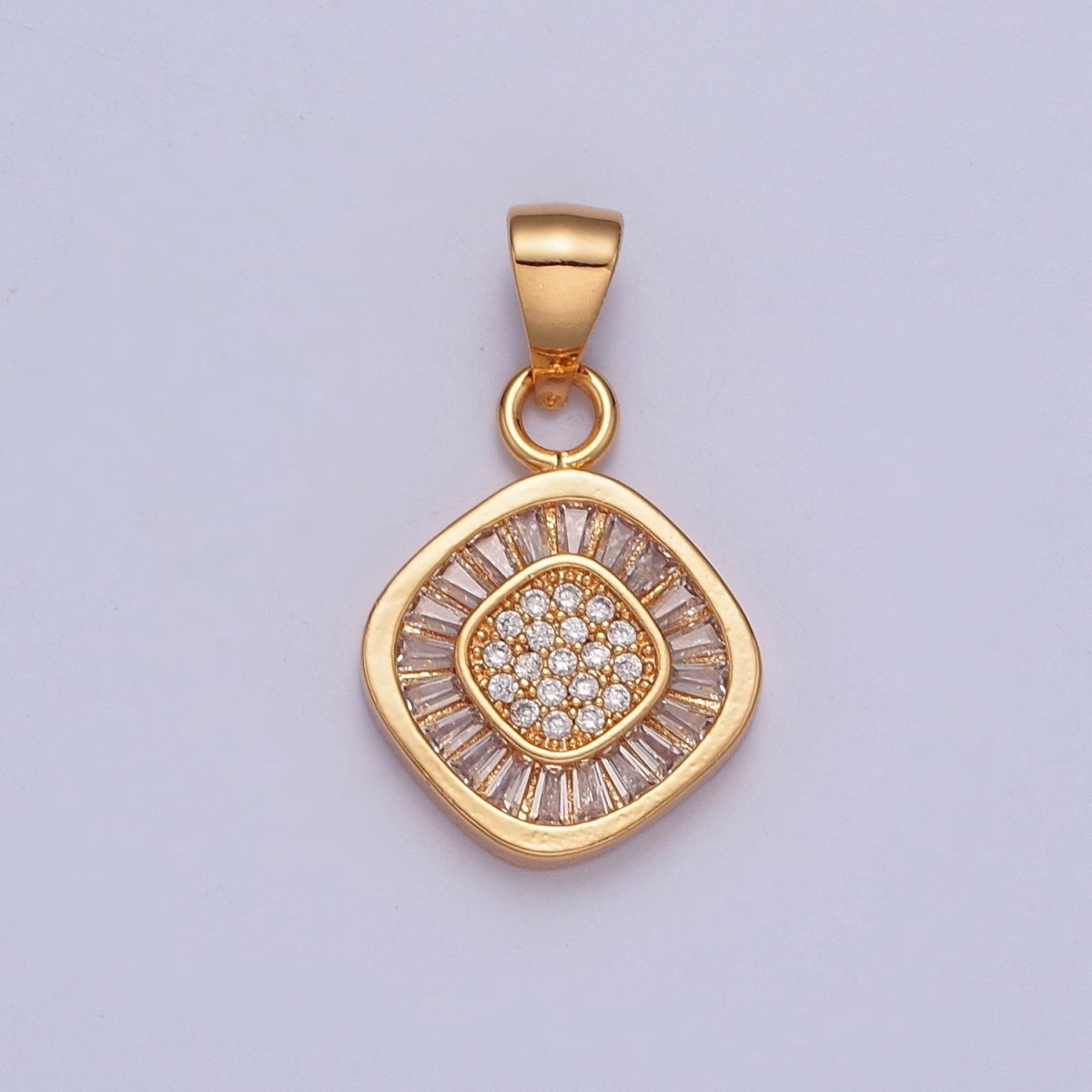 Baguette Cubic Zirconia Rhombus Pendant For Jewelry Making X-368 - DLUXCA