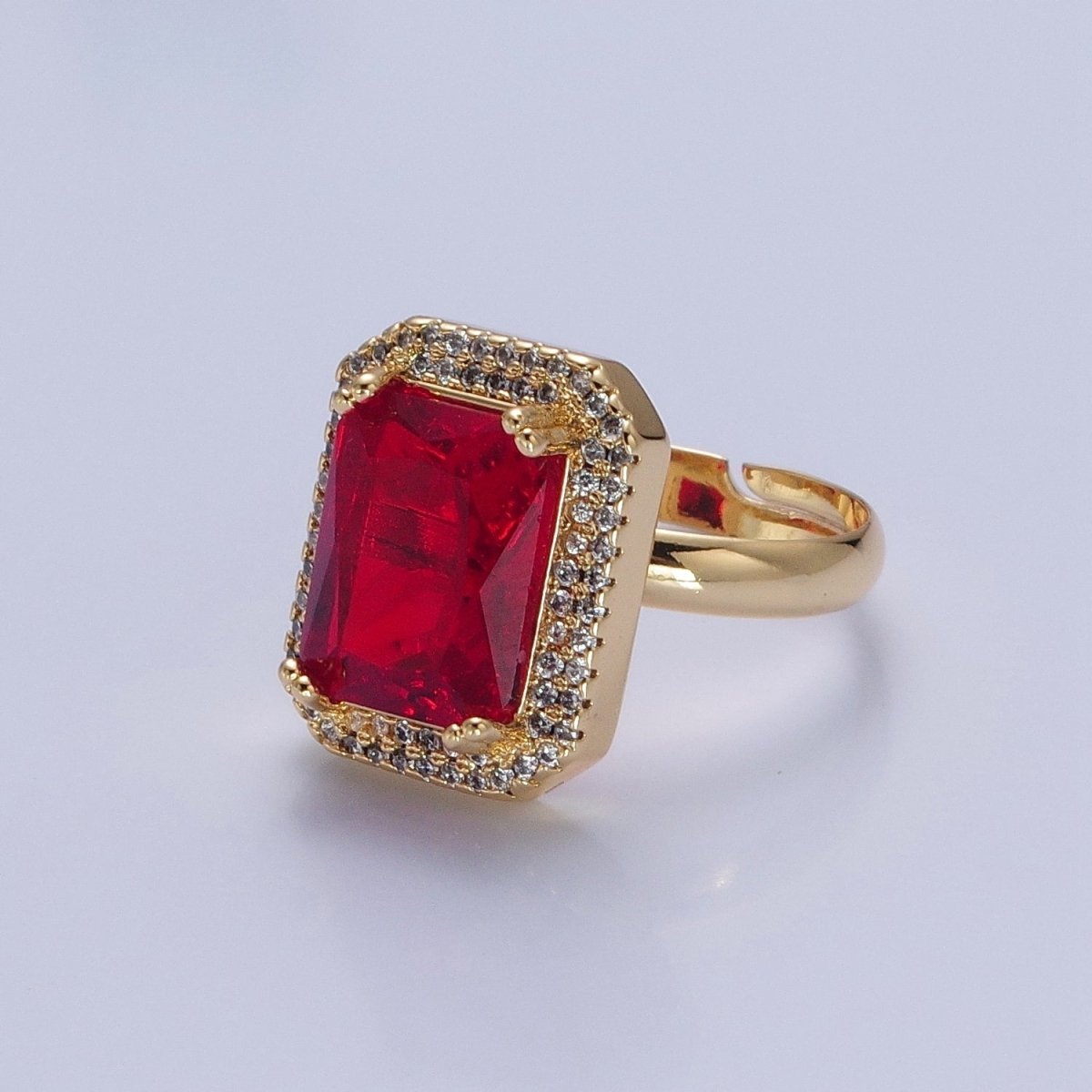 Baguette Cubic Zirconia Ring, Clear CZ Micro Pave Statement Ring O-2256 ~ O-2261