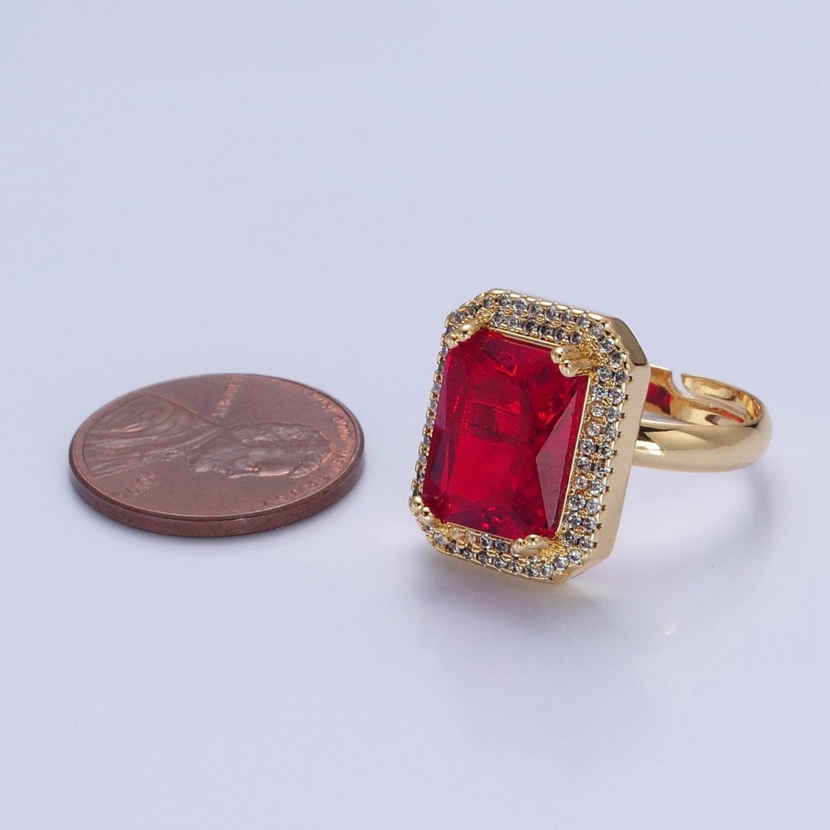 Baguette Cubic Zirconia Ring, Clear CZ Micro Pave Statement Ring O-2256 ~ O-2261