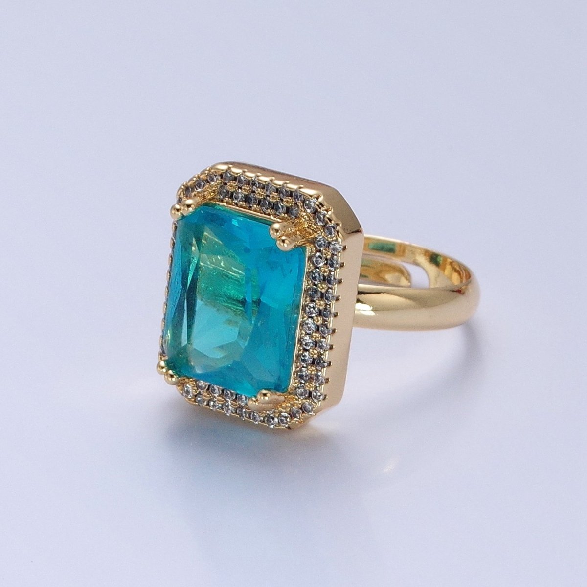 Baguette Cubic Zirconia Ring, Clear CZ Micro Pave Statement Ring O-2256 ~ O-2261