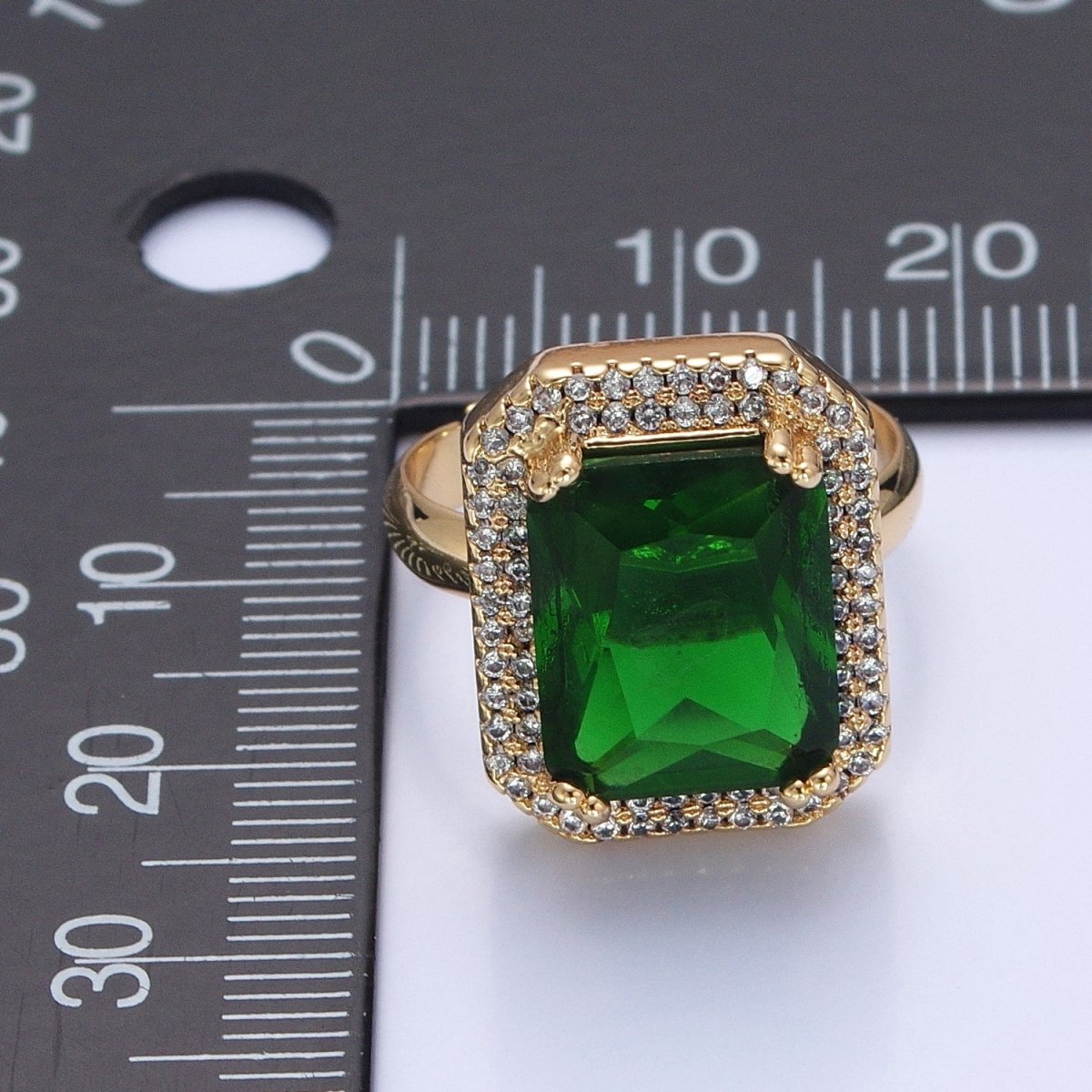 Baguette Cubic Zirconia Ring, Clear CZ Micro Pave Statement Ring O-2256 ~ O-2261