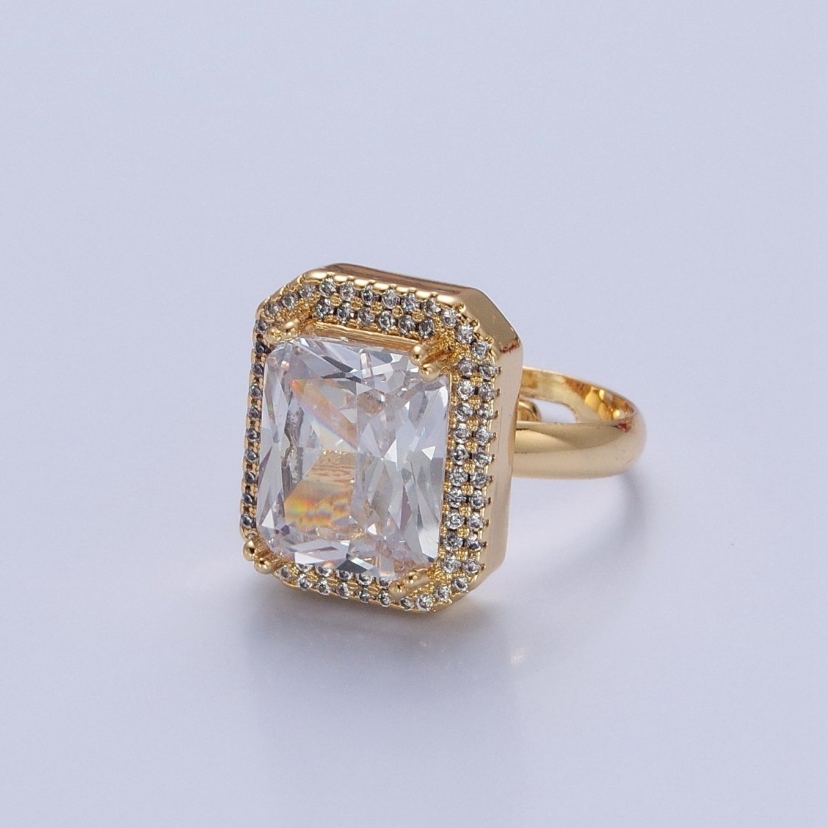 Baguette Cubic Zirconia Ring, Clear CZ Micro Pave Statement Ring O-2256 ~ O-2261