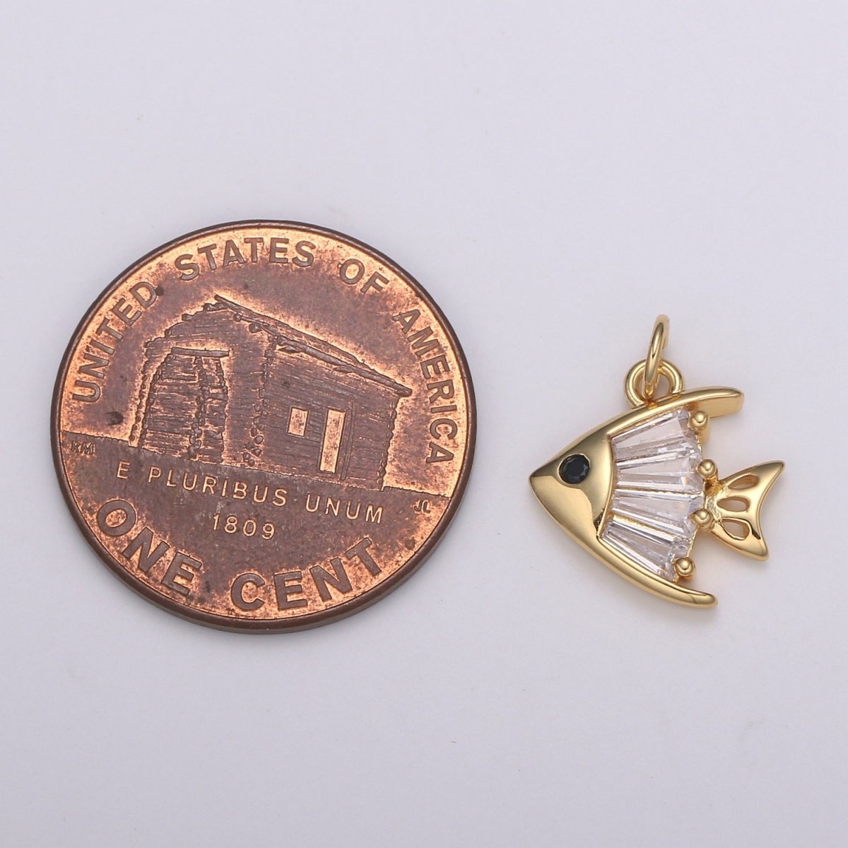 Baguette Pave Gold Fish Charm, Pompano Bracelet Charm, Necklace Charm, Earring Charm, Ocean Jewelry, Fish, Dolphin, Mermaid E-193 E-785