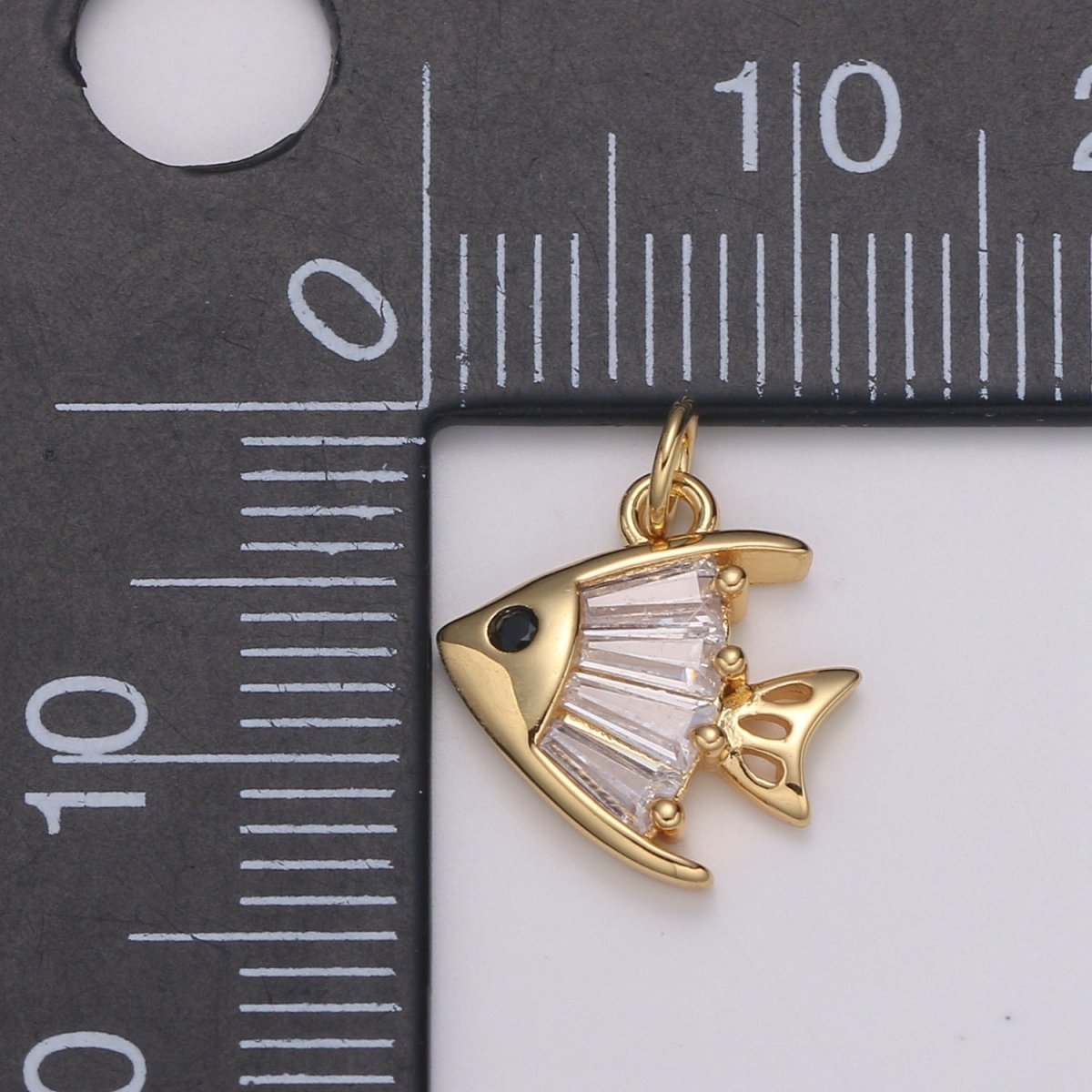 Baguette Pave Gold Fish Charm, Pompano Bracelet Charm, Necklace Charm, Earring Charm, Ocean Jewelry, Fish, Dolphin, Mermaid E-193 E-785