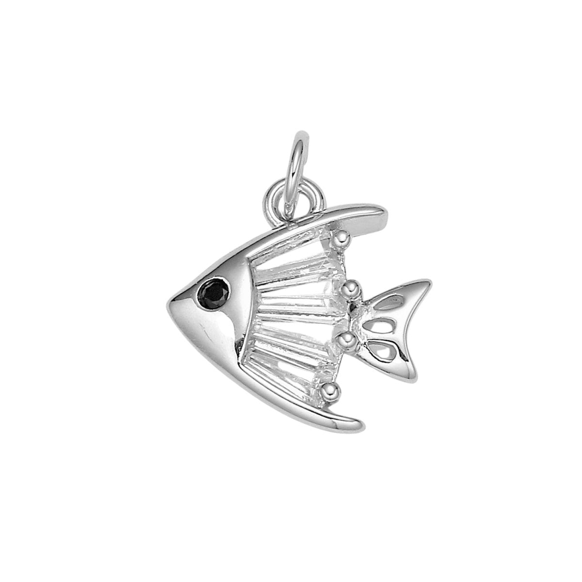 Baguette Pave Gold Fish Charm, Pompano Bracelet Charm, Necklace Charm, Earring Charm, Ocean Jewelry, Fish, Dolphin, Mermaid E-193 E-785
