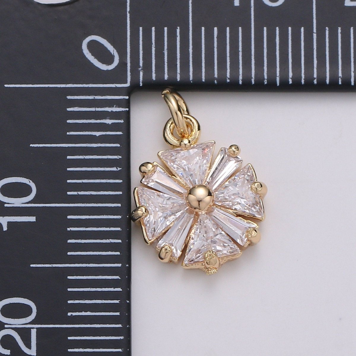 Baguette Star Charms, Cubic Zirconia Charms, Gold Etoile Charm, Vane Necklace Pendant Bracelet Charms Star Celestial Jewelry E-562 - DLUXCA