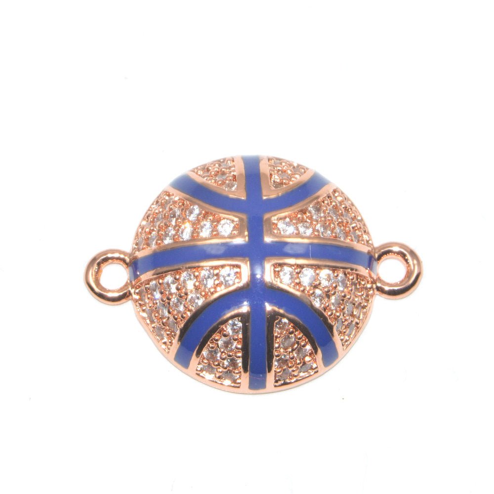 Ball Sports Bracelet Charm Connector Genuine Cubic Zirconia Crystal Paved Design Gold Filled Cooper Material F-294 - DLUXCA
