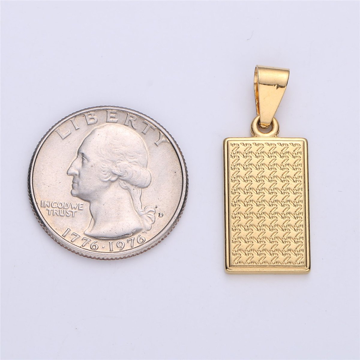 Bar Medallion Pendant in 18k Gold Filled rectangle medallion necklace dainty simple modern necklace Charm I-156 - DLUXCA