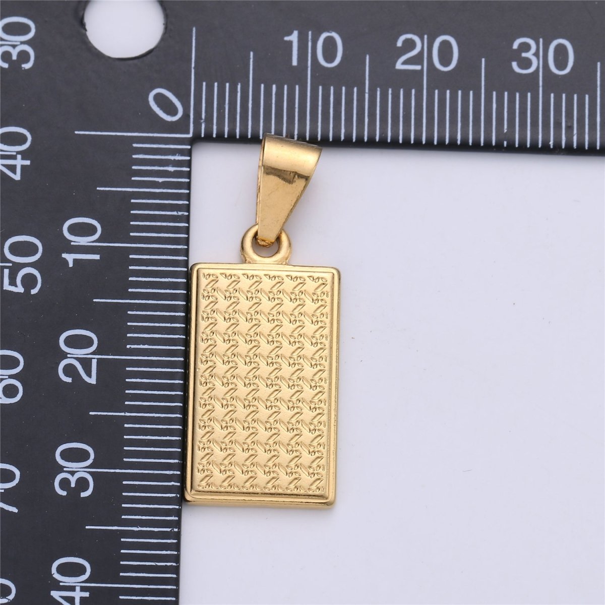 Bar Medallion Pendant in 18k Gold Filled rectangle medallion necklace dainty simple modern necklace Charm I-156 - DLUXCA