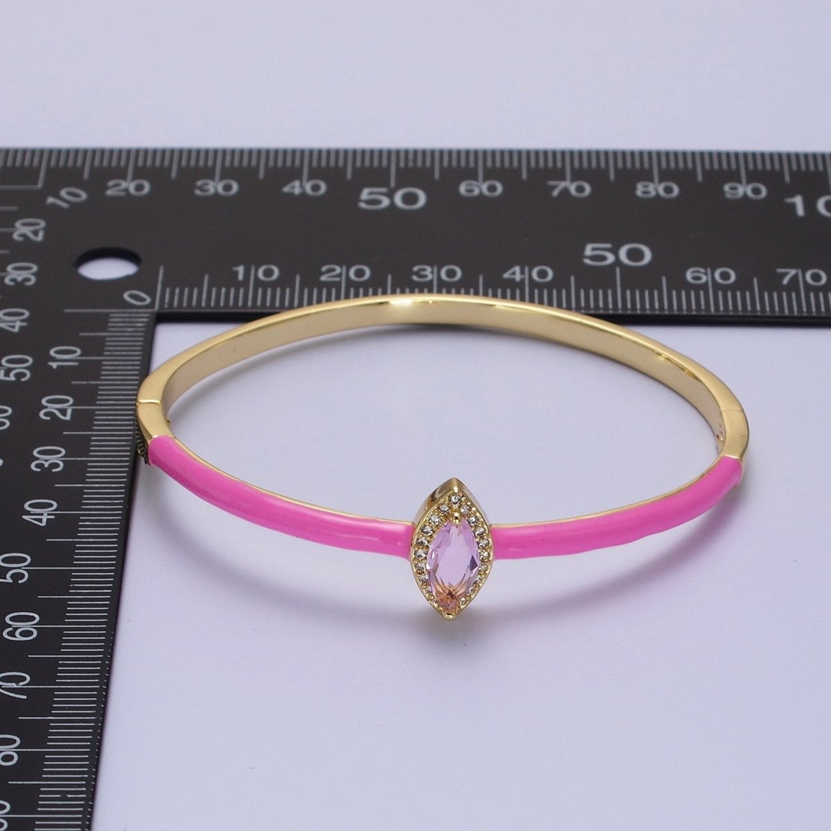 Barbie core Gold Filled Marquise White, Green, Pink Micro Paved Enamel Gold Bangle Bracelet | WA-1337 WA-1338 WA-1339 Clearance Pricing
