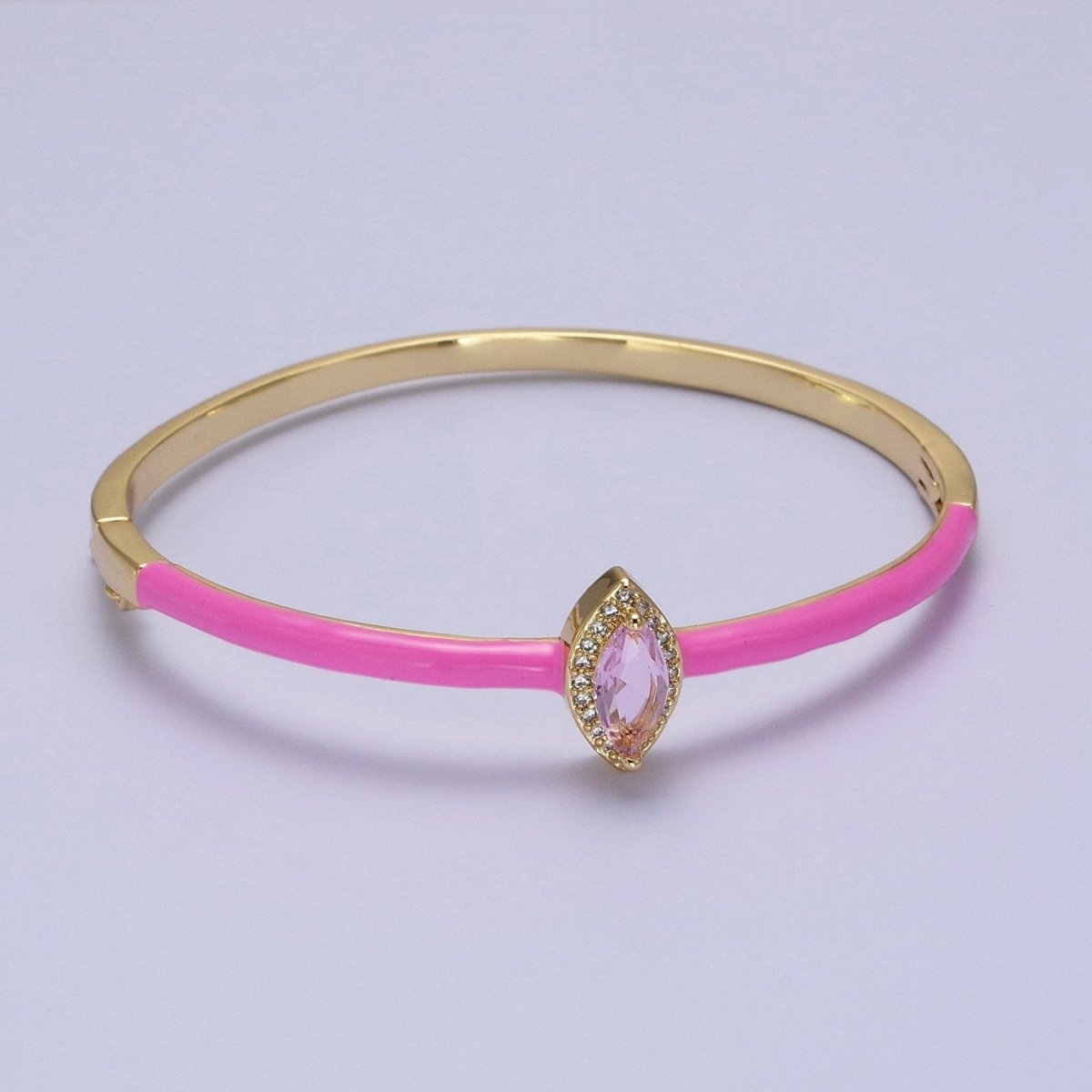 Barbie core Gold Filled Marquise White, Green, Pink Micro Paved Enamel Gold Bangle Bracelet | WA-1337 WA-1338 WA-1339 Clearance Pricing