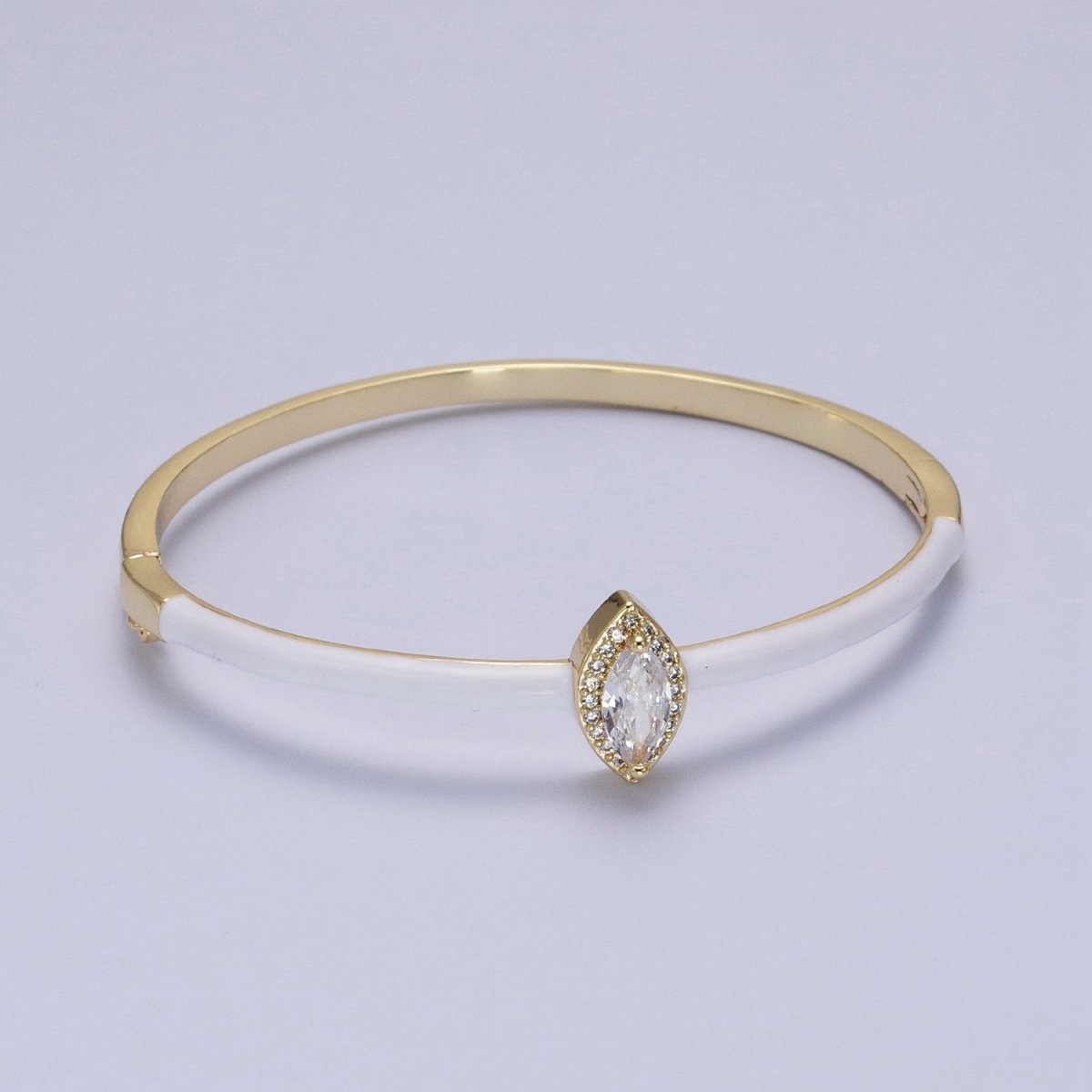 Barbie core Gold Filled Marquise White, Green, Pink Micro Paved Enamel Gold Bangle Bracelet | WA-1337 WA-1338 WA-1339 Clearance Pricing