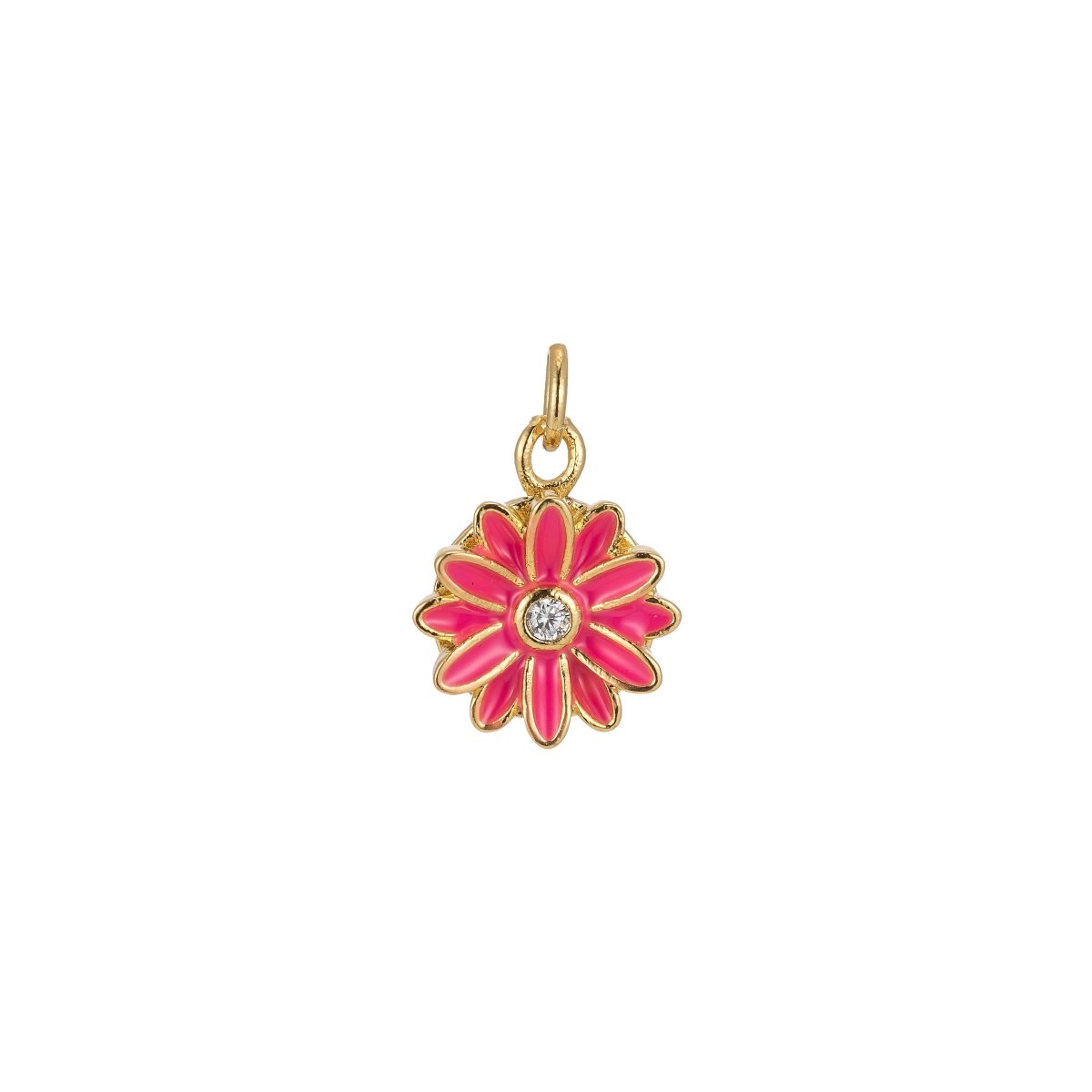 Barbiecore Charm Y2K Gold Filled Daisy Charm Enamel Flower Pendant Floral Charm Colorful Jewelry Inspired M-212-M-217