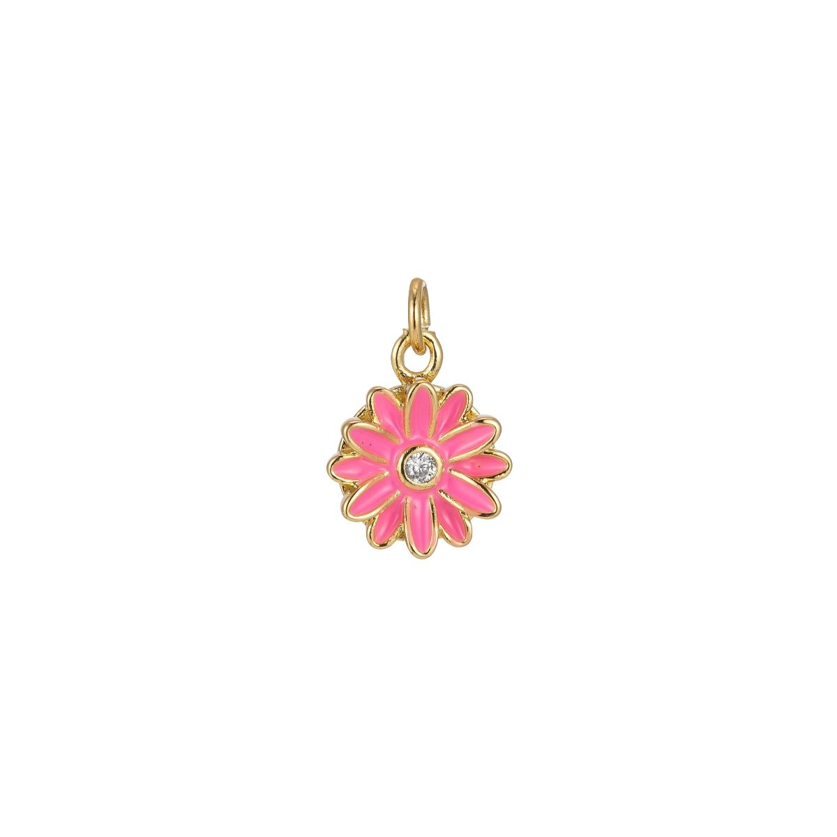 Barbiecore Charm Y2K Gold Filled Daisy Charm Enamel Flower Pendant Floral Charm Colorful Jewelry Inspired M-212-M-217