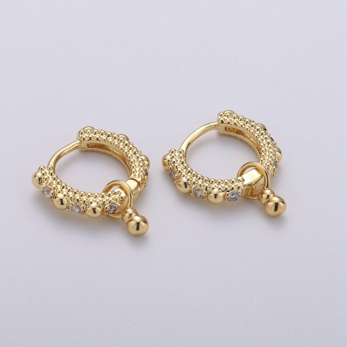 Beaded Hoop Earrings, Ball Hoop Earrings, Small Gold Hoop Earrings, Minimalist Huggie Hoop Earrings, Boho Hoop Earrings, Gold Huggie Earring Q-219 Q-220