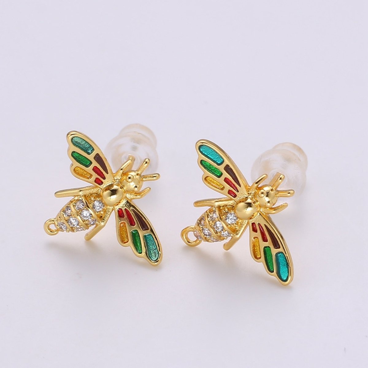 Bee Stud Earrings • Bumble Bee Earrings • Insect Jewelry • Gold Micro Pave Animal Earrings • Stud Earrings • Valentine gift• Cute Earrings Q-365 Q-366