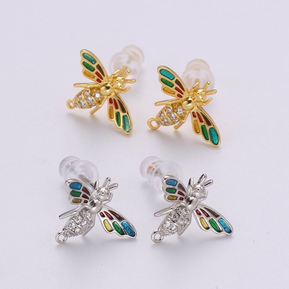 Bee Stud Earrings • Bumble Bee Earrings • Insect Jewelry • Gold Micro Pave Animal Earrings • Stud Earrings • Valentine gift• Cute Earrings Q-365 Q-366