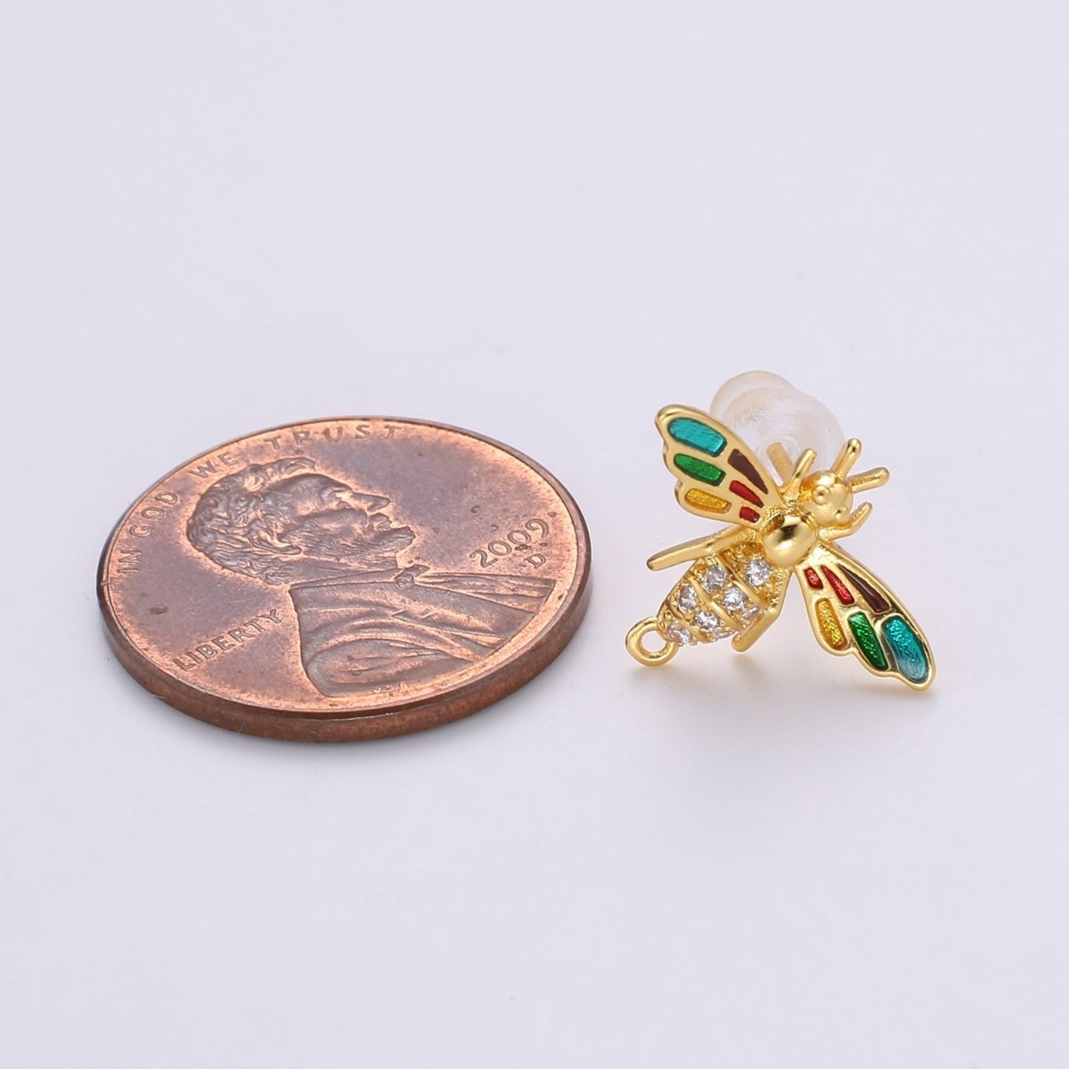 Bee Stud Earrings • Bumble Bee Earrings • Insect Jewelry • Gold Micro Pave Animal Earrings • Stud Earrings • Valentine gift• Cute Earrings Q-365 Q-366