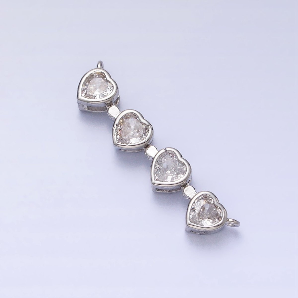 Bendable Gold Heart Connector, CZ Micro Pave Silver Love Bezel Cut Link Connector Bracelet Necklace Jewelry Making Y-822